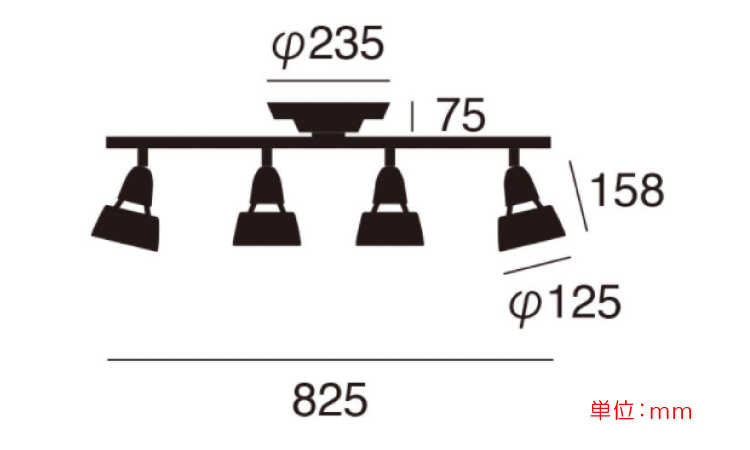 LT-2095 リモコン付き4灯シーリングライトのサイズ詳細画像