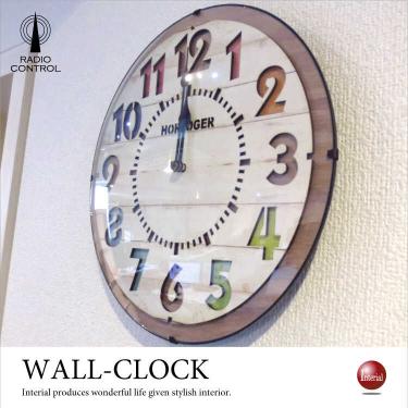 壁掛け電波時計カラフル木製（おしゃれで繊細な細工の高品質ウォールクロック）