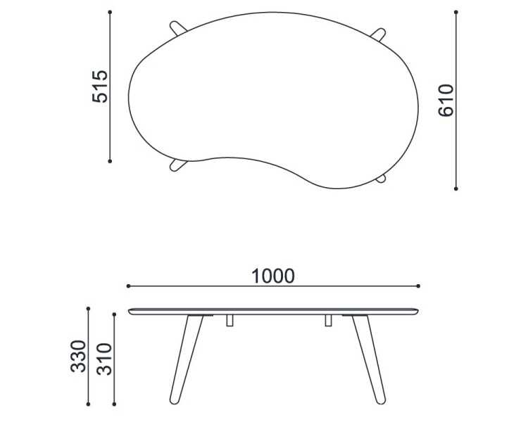 TA-1771 幅100cm無垢製高品質ローテーブルのサイズ詳細画像