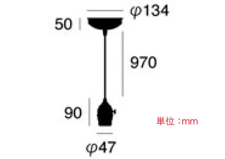 LT-2948 真鍮＆スチール製・1灯ペンダントランプのサイズ詳細画像