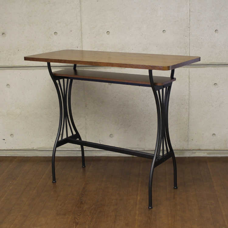 DI-1692 木製カウンターテーブル 幅120cmオーク製・棚付き