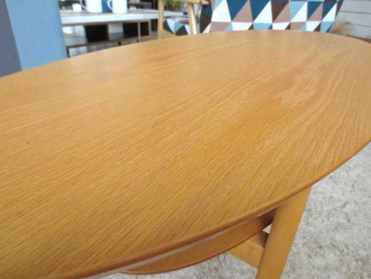 TA-1658 ローテーブル楕円ナチュラル｜120cmオーク製・棚板付