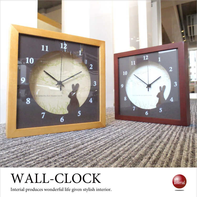 CL-1862 天然木製フレーム・壁掛け時計（ウサギ・日本製）音なしスイープ針