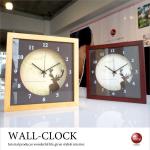 CL-1866 天然木製フレーム・壁掛け時計（トナカイ・日本製）音なしスイープ針