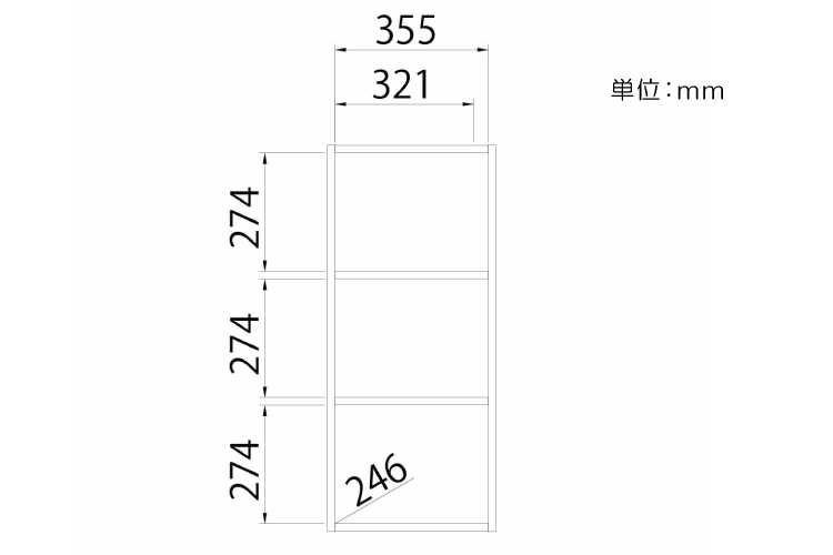 RA-2396 幅39cmワイン木箱風キャビネットのサイズ詳細画像