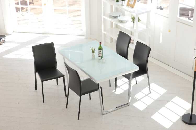 DI-1853 幅135cm・ガラス天板ダイニングテーブル（白ホワイト）