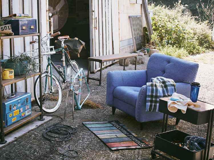 ネイビー デニム風 1人掛けソファ MODERN DECO ソファ ソファー 1人掛け 1人掛け おしゃれ デニム