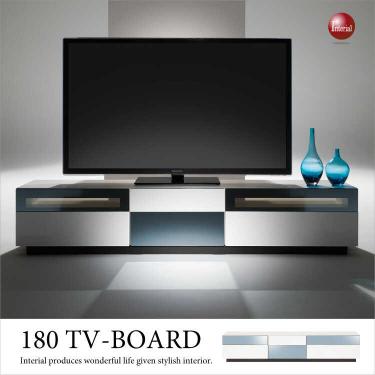 幅180cm・高級テレビボード白ホワイト光沢（完成品）【今なら室内搬入サービス無料】