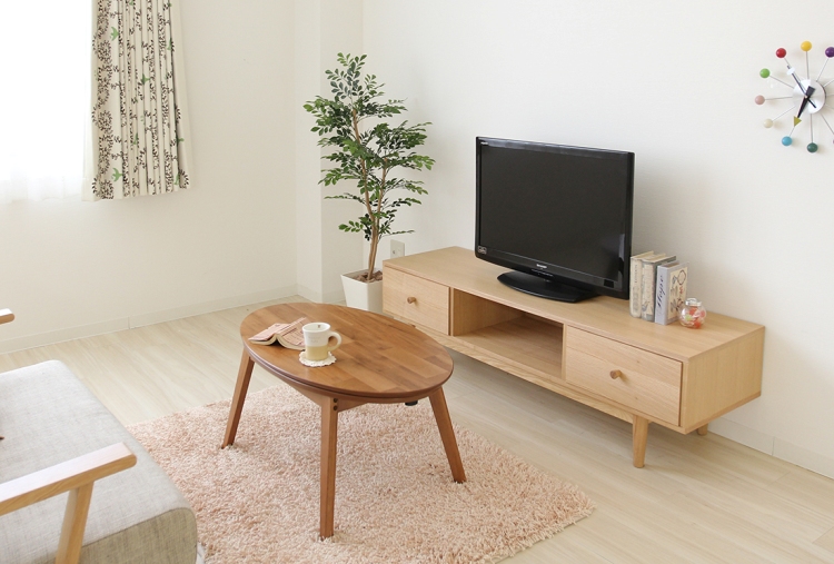 TA-2198 可愛い楕円こたつテーブル｜幅105cm天然木アカシア製